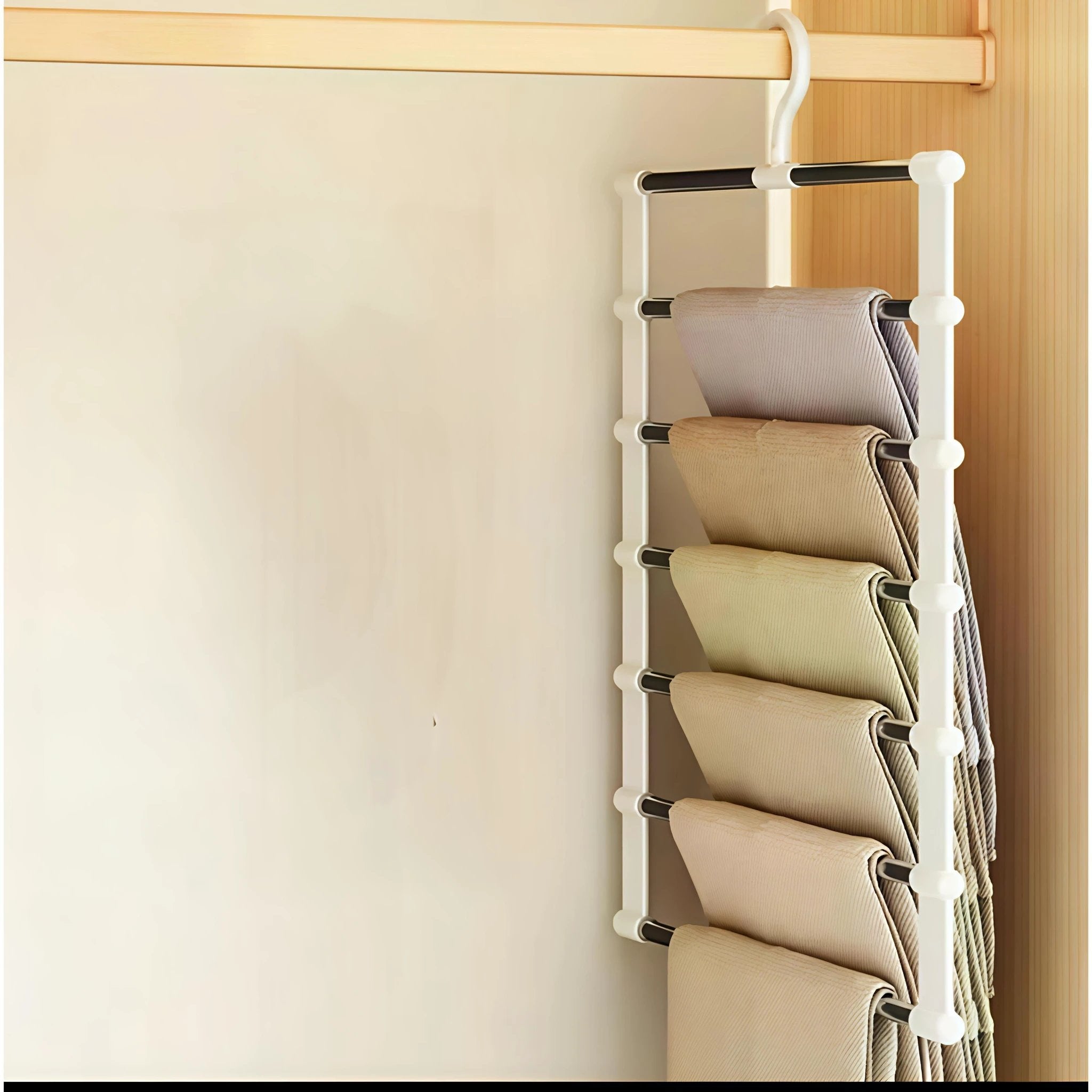 2pcs 6-Layer Multifunctional Clothes Hanger Foldable Space-Saving Design Hangers & Hooks Closet Organizers