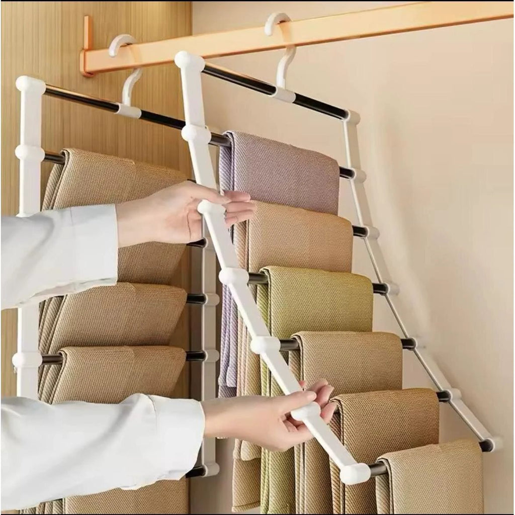 2pcs 6-Layer Multifunctional Clothes Hanger Foldable Space-Saving Design Hangers & Hooks Closet Organizers