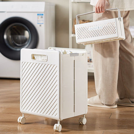 2pcs Foldable Laundry Hamper Basket with Wheels | Collapsible Storage Organizer