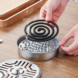 2pcs Stainless Steel Mosquito Coil Holder with Lid and Ashtray for Outdoor Use