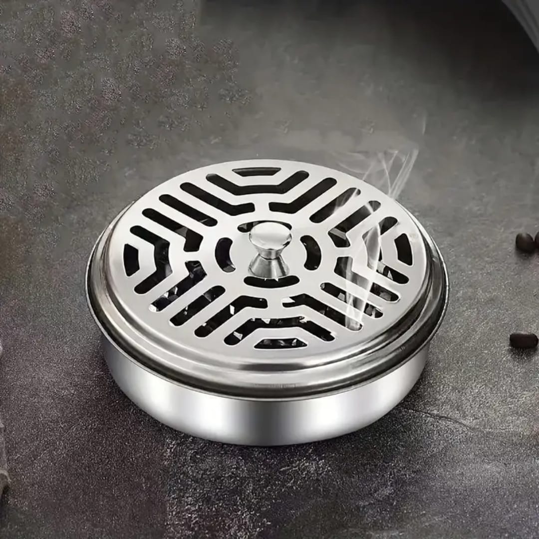 2pcs Stainless Steel Mosquito Coil Holder with Lid and Ashtray for Outdoor Use