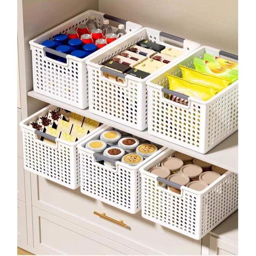 2pcs Storage Baskets Organizers White Plastic Basket 35*25*21 cm Storage baskets Household Storage Containers
