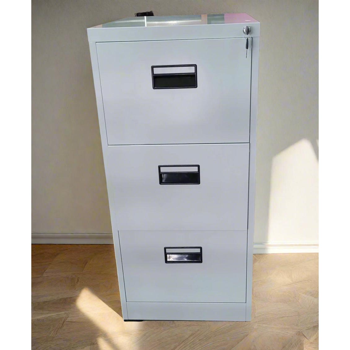 3 Drawer Metal Filing Cabinet with Lock – Office Storage Organizer
