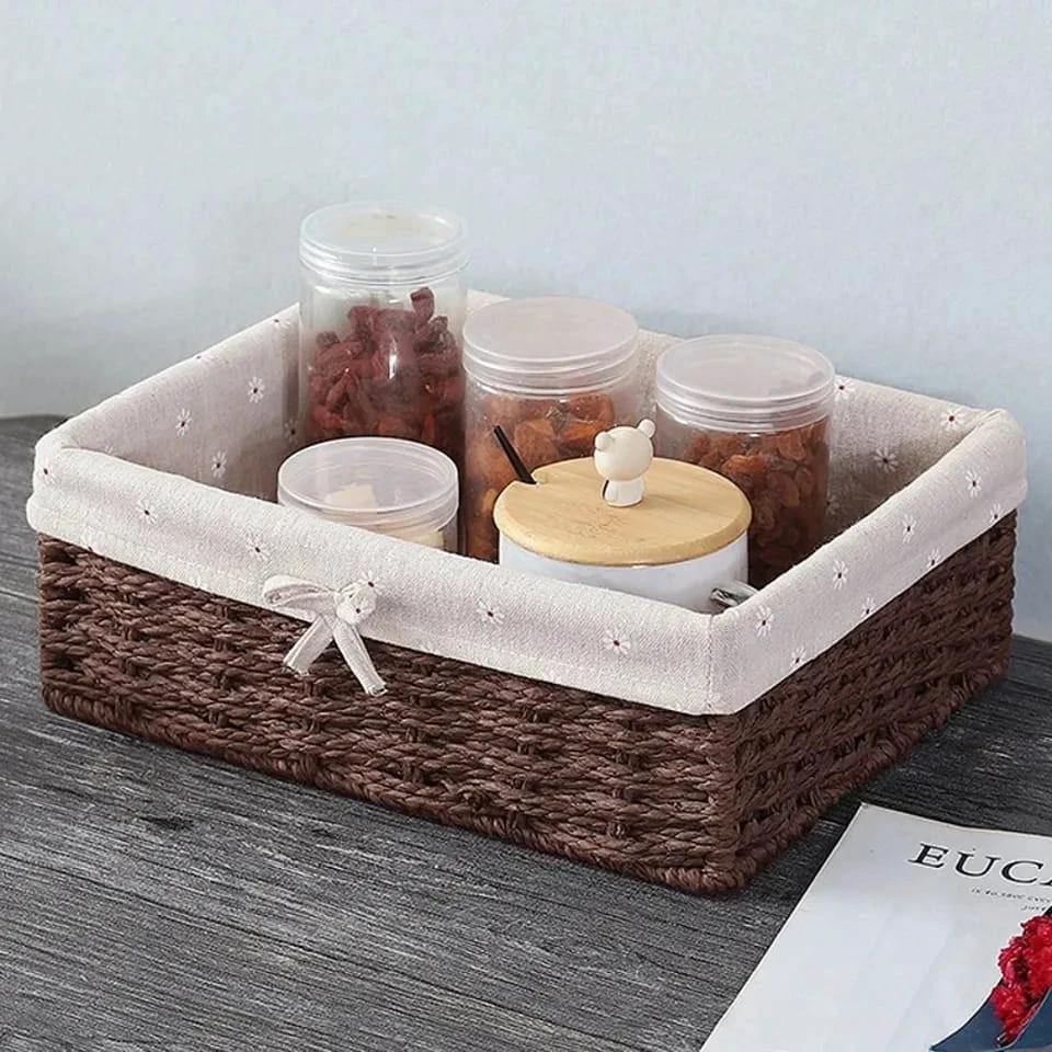 3 In 1 Handmade Rattan Baskets with Removable Cover Cloth | Available in Grey, Brown, and Light Grey Storage Containers Baskets