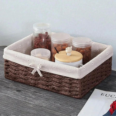 3 In 1 Handmade Rattan Baskets with Removable Cover Cloth | Available in Grey, Brown, and Light Grey Storage Containers Baskets