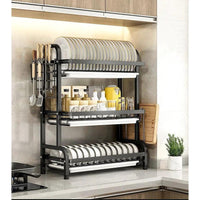 3-Layer Advanced Dish Rack – Heavy Duty Black Kitchen Organizer Dish Rack Dish Racks