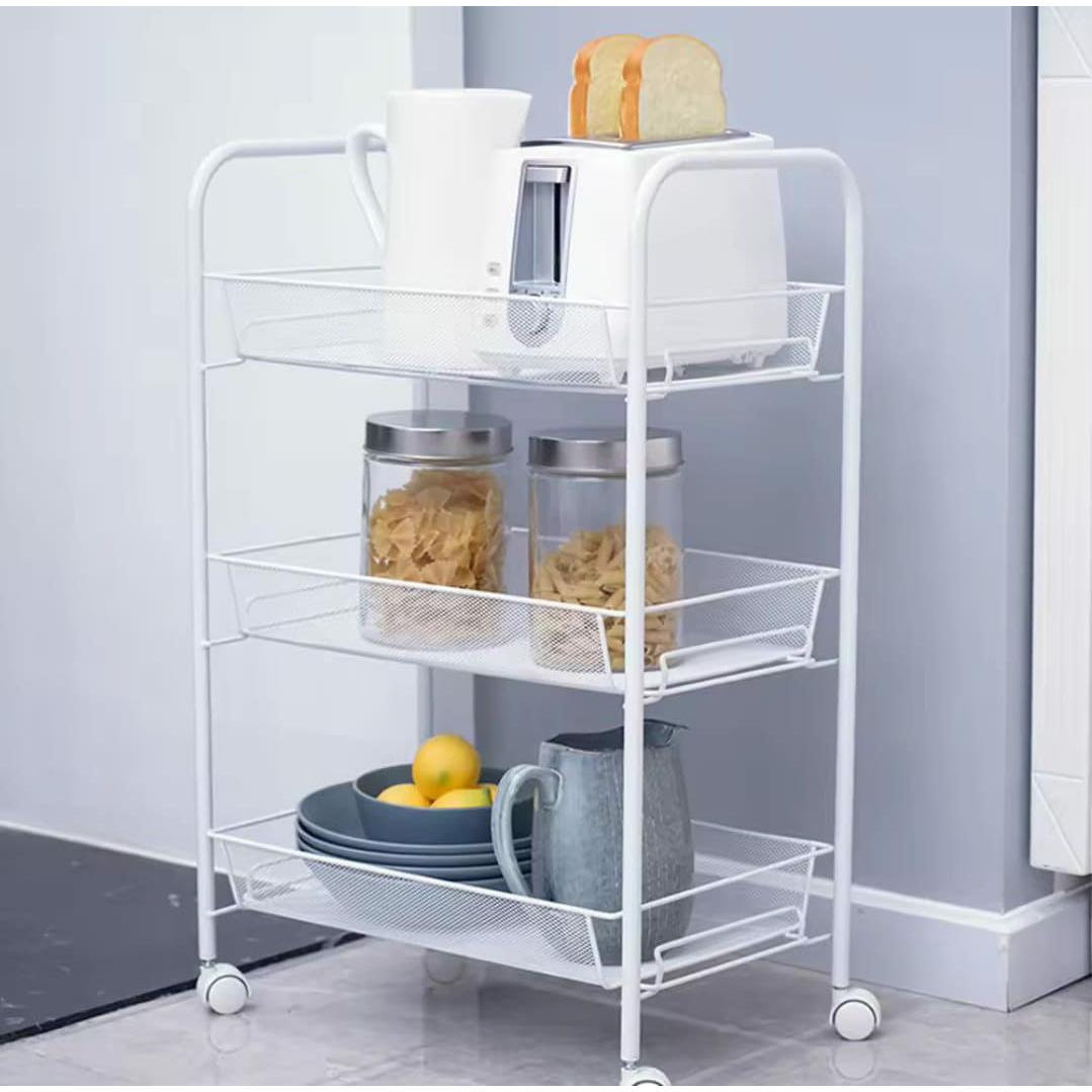 3 Layer Multifunctional Mesh Design Storage Trolley | Durable & Versatile