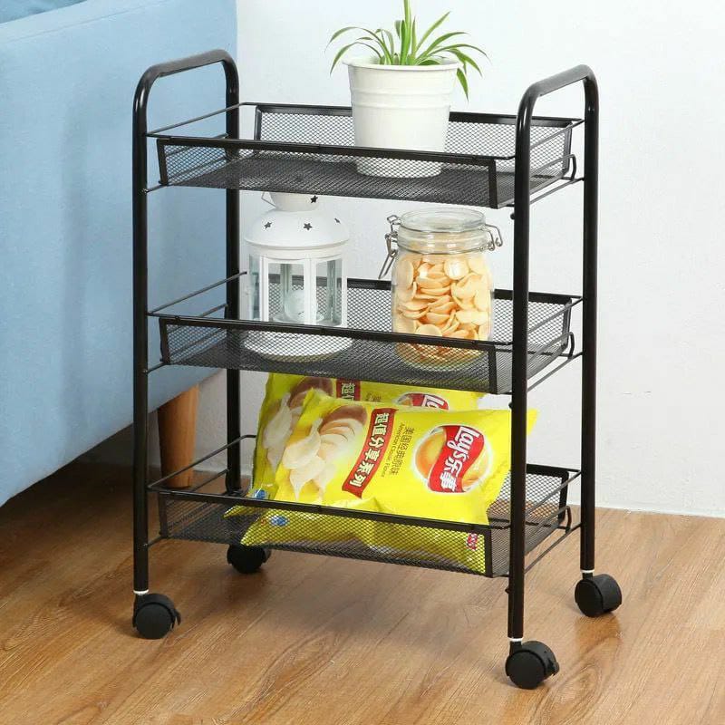 3 Layer Multifunctional Mesh Design Storage Trolley | Durable & Versatile