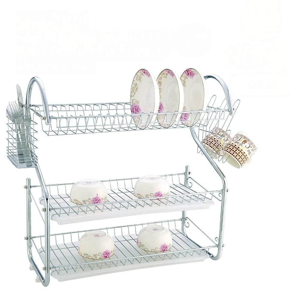 3 Layer Stainless Steel Rack Multipurpose Storage Organizer Dish Rack Dish Racks