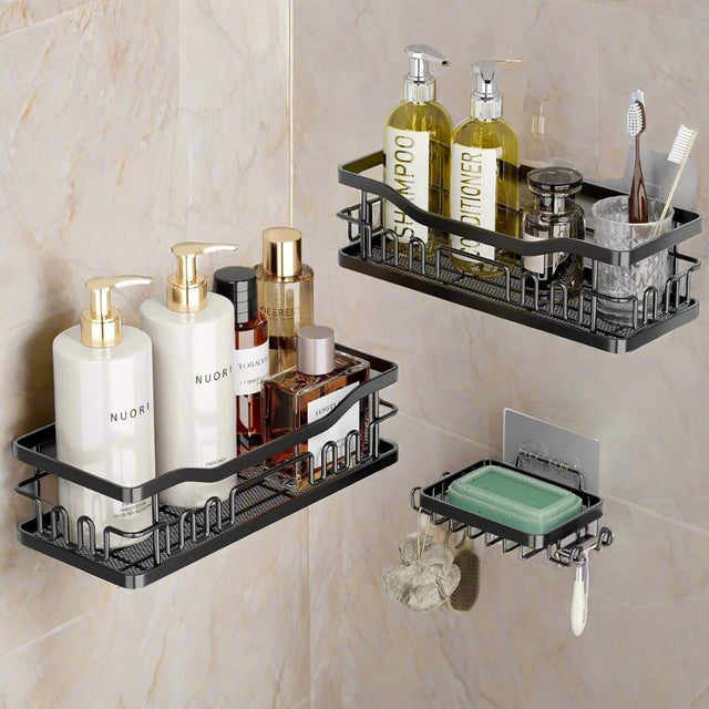 3 Pack Shower Caddy Shelf Bathroom Storage Organizer | Rustproof, No-Drill Installation