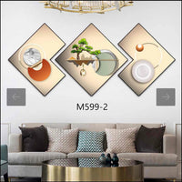 3 Piece 3D Abstract Art Crystal Porcelain Painting with Aluminum Alloy Frame 50x50cm Decor Paintings