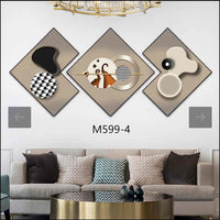 3 Piece 3D Abstract Art Crystal Porcelain Painting with Aluminum Alloy Frame 50x50cm Decor Paintings