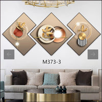 3 Piece 3D Abstract Art Crystal Porcelain Painting with Aluminum Alloy Frame 50x50cm Decor Paintings