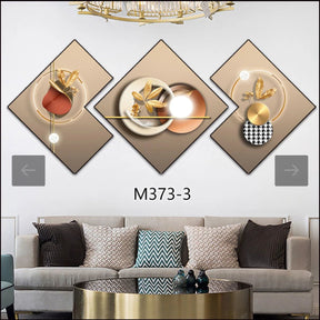 3 Piece 3D Abstract Art Crystal Porcelain Painting with Aluminum Alloy Frame 50x50cm Decor Paintings