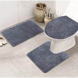 3 Piece Bathroom Toilet Mat Set | Absorbent & NonSlip | Multiple Colors