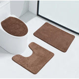 3 Piece Bathroom Toilet Mat Set | Absorbent & NonSlip | Multiple Colors