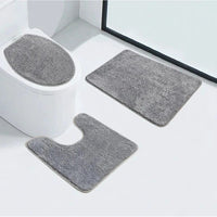 3 Piece Bathroom Toilet Mat Set | Absorbent & NonSlip | Multiple Colors Bath Mats Bath Mats & Rugs
