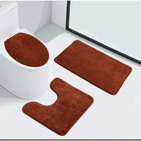 3 Piece Bathroom Toilet Mat Set | Absorbent & NonSlip | Multiple Colors Bath Mats Bath Mats & Rugs