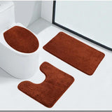 3 Piece Bathroom Toilet Mat Set | Absorbent & NonSlip | Multiple Colors