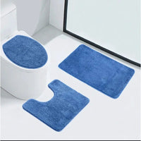 3 Piece Bathroom Toilet Mat Set | Absorbent & NonSlip | Multiple Colors Bath Mats Bath Mats & Rugs