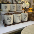 3 Piece Ceramic Canister Set with Airtight Lids and Bamboo Tray Storage canisters Food Storage Containers