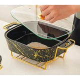 3 Piece Ceramic Food Warmers Serving Bowls Set | 3.5 Liters, 2.5 Liters, 1.8 Liters | Black, Silver | Perfect For Home Dining, Parties, & Special Occasions