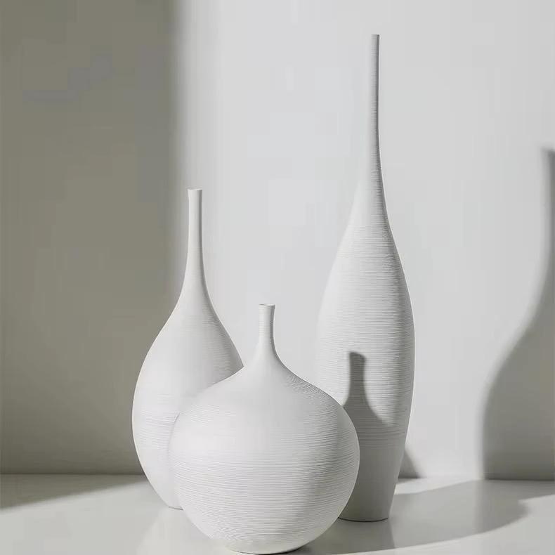 3-Piece Ceramic Vase Set – Modern Home Decor Accent for Living Room & Office Decor Vases