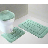 3 Piece Flocking Toilet Set | Includes Big Mat, Toilet Lid Cover, and Contoured Floor Mat | Decorative and Functional Bathroom Accessories Rugs And Carpets Toilets