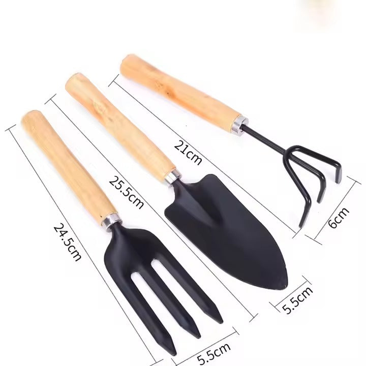 3 Piece Hand Shovel, Rack & Spade Garden Tool Set Essential Gardening Kit
