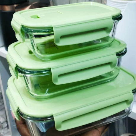 3-Piece High Borosilicate Glass Food Container Set with Insulated Lunch Bag