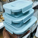 3-Piece High Borosilicate Glass Food Container Set with Insulated Lunch Bag