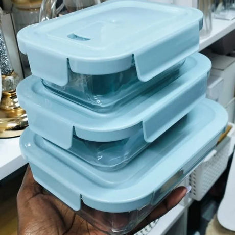 3-Piece High Borosilicate Glass Food Container Set with Insulated Lunch Bag