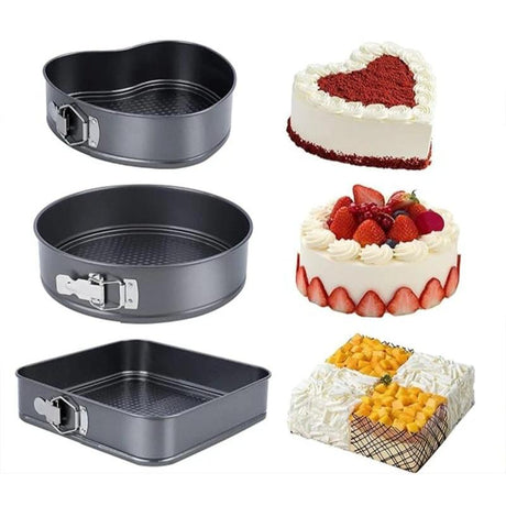3 Piece Non Stick Cake Mould/Baking Tin Set 22cm, 24cm & 26cm Durable & Easy Release