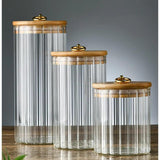 3-Piece Set Glass Storage Jars with Airtight Bamboo Lids | Candy, Cookies, Pasta, Nuts, Oatmeal | Ideal for Coffee Bar & Kitchen