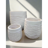 3 Piece Set of High Quality Inspirational Concrete Flower Pots Creative Design Planters with Drainage Hole (Indoor/Outdoor)