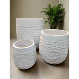 3 Piece Set of High Quality Inspirational Concrete Flower Pots Creative Design Planters with Drainage Hole (Indoor/Outdoor)