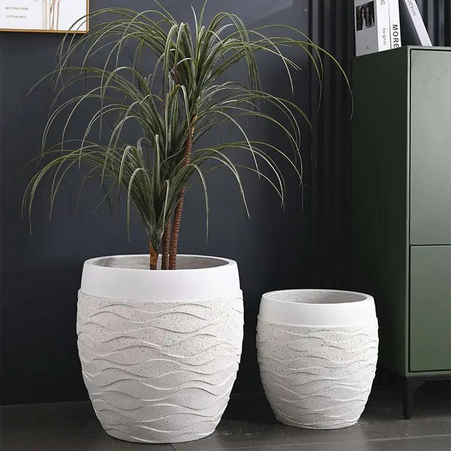 3 Piece Set of High Quality Inspirational Concrete Flower Pots Creative Design Planters with Drainage Hole (Indoor/Outdoor)