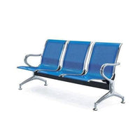 3 Seater Metal Waiting Bench with Armrests and Mesh Back Furniture Furniture