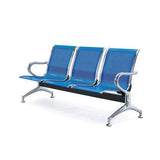 3 Seater Metal Waiting Bench with Armrests and Mesh Back Furniture Furniture