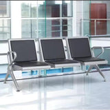 3-Seater Padded Metal Waiting Bench – Modern Reception or Office Seating with Armrests