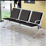 3-Seater Padded Metal Waiting Bench – Modern Reception or Office Seating with Armrests