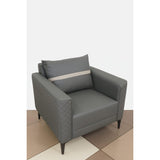 3 Seater and 2 Armchairs Modern Leather Sofa Set with Metal Legs