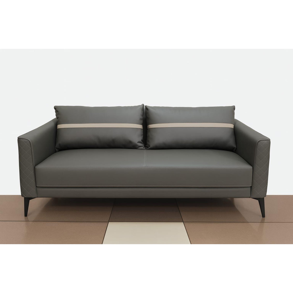 3 Seater and 2 Armchairs Modern Leather Sofa Set with Metal Legs