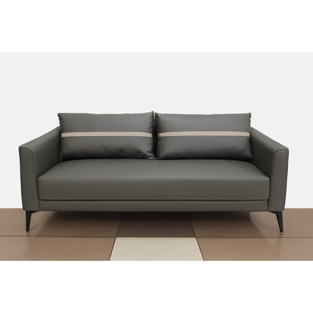 3 Seater and 2 Armchairs Modern Leather Sofa Set with Metal Legs