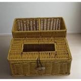 3-Slot Storage Organizer with Serviette Holder Rattan Design