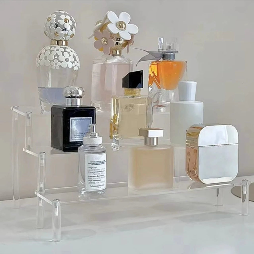 3 Tier Clear Acrylic Display Rack Multipurpose Organizer for Perfumes, Spices, and Essentials Household Storage Caddies