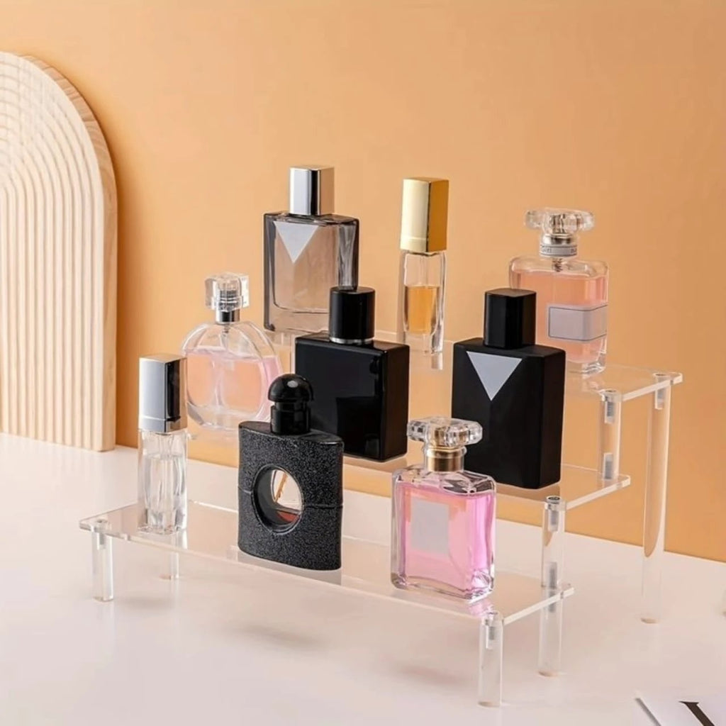 3 Tier Clear Acrylic Display Rack Multipurpose Organizer for Perfumes, Spices, and Essentials Household Storage Caddies