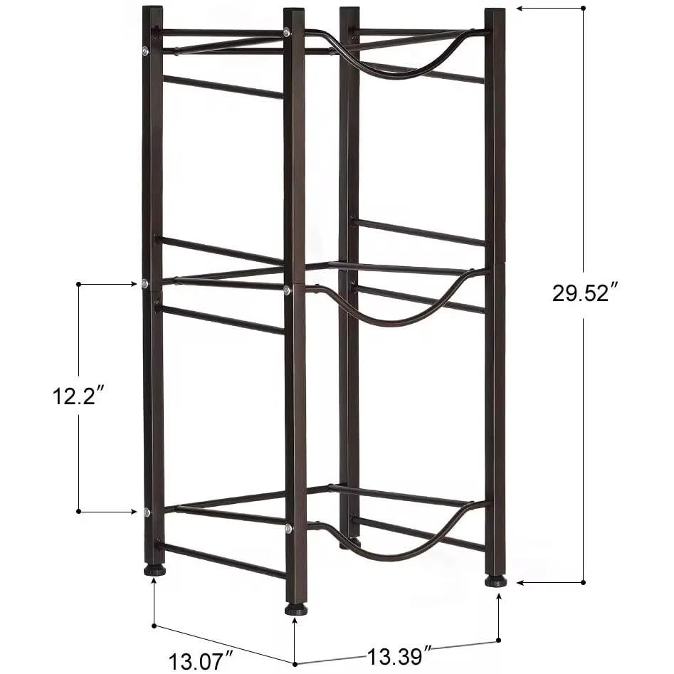 3-Tier Heavy-Duty Water Bottle Holder Rack – Space-Saving Carbon Steel Storage | Black Kitchen Counter & Beverage Station Organizers
