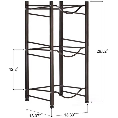 3-Tier Heavy-Duty Water Bottle Holder Rack – Space-Saving Carbon Steel Storage | Black
