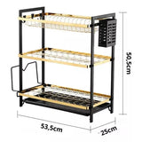 3 Tier Kitchen Dish Rack Elegant Gold Black Design with Utensil Holder Kitchen Storage Organizer Kitchen Racks Kitchen Organizers